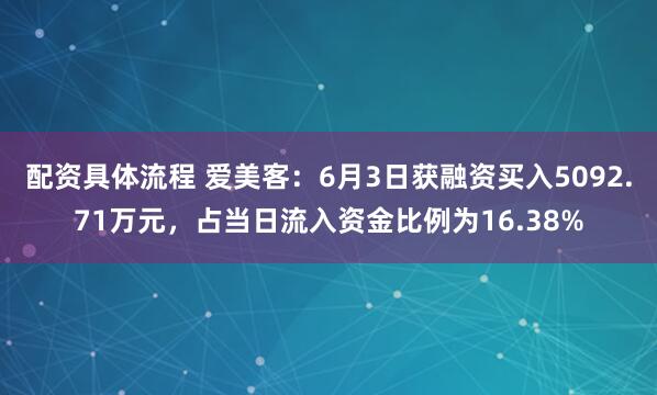 配资具体流程 爱美客：6月3日获融资买入5092.71万元，占当日流入资金比例为16.38%